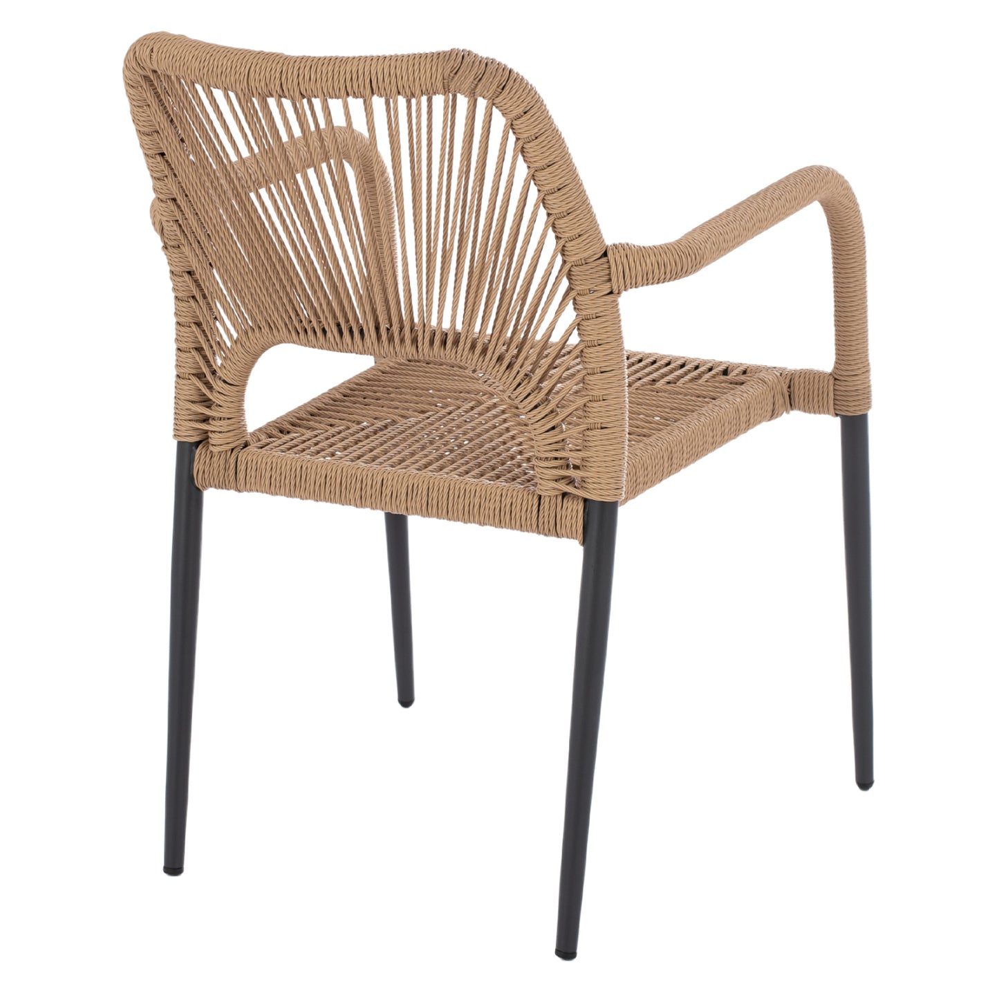 ALUMINUM ARMCHAIR NOJO HM5771.02 GREY WITH BEIGE P.E.TWIST RATTAN 55x63x82Hcm.