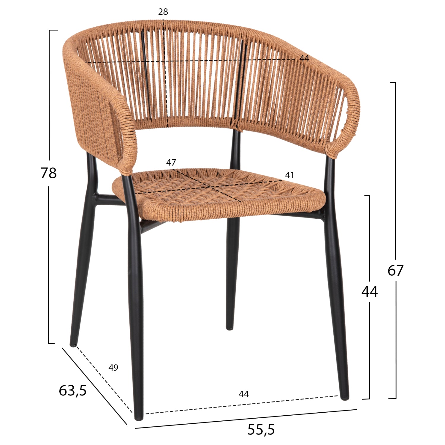 ARMCHAIR ALUMINUM EULO HM5783.13 BLACK-SYNTHETIC RATTAN BEIGE 55,5x63,5x78Hcm.