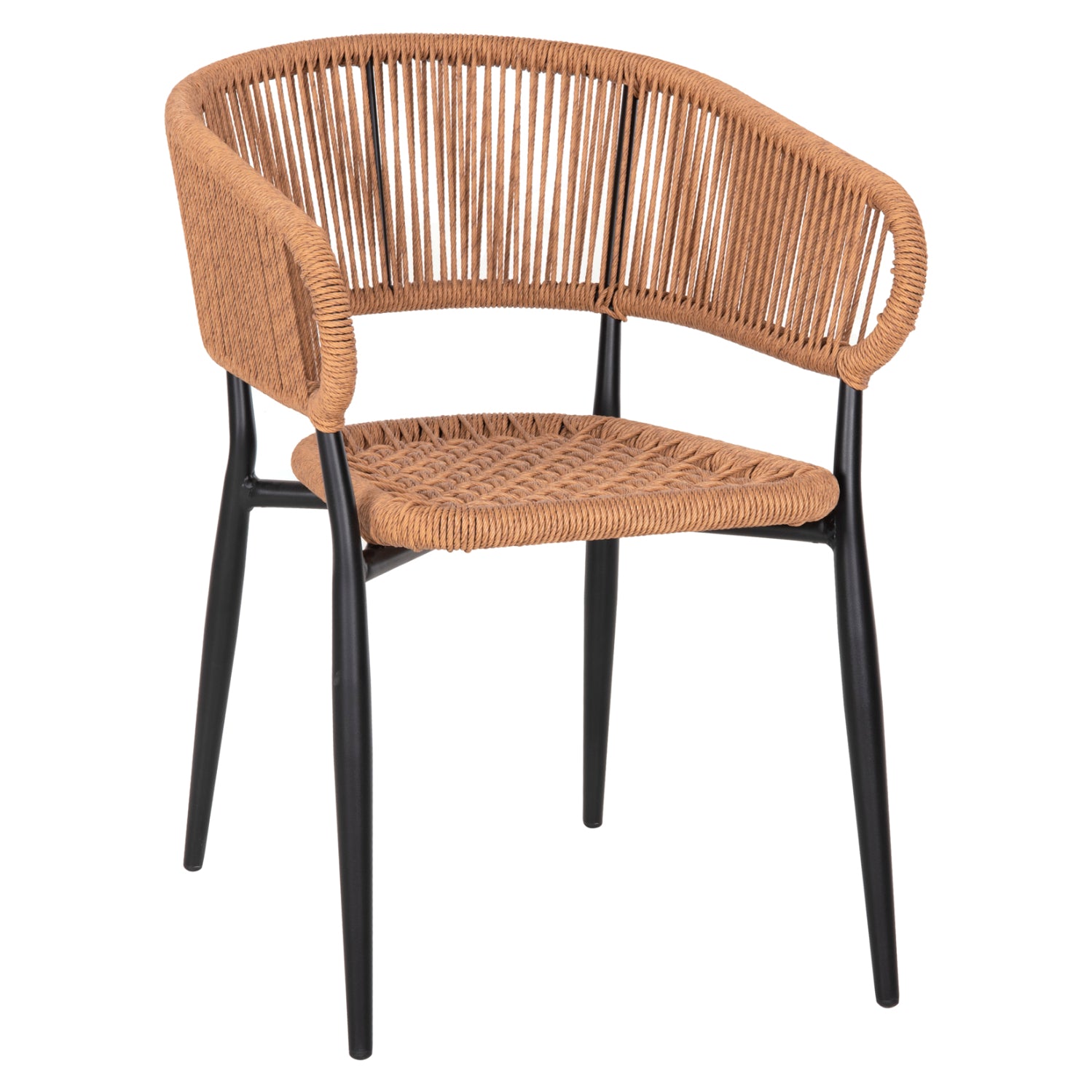 ARMCHAIR ALUMINUM EULO HM5783.13 BLACK-SYNTHETIC RATTAN BEIGE 55,5x63,5x78Hcm.