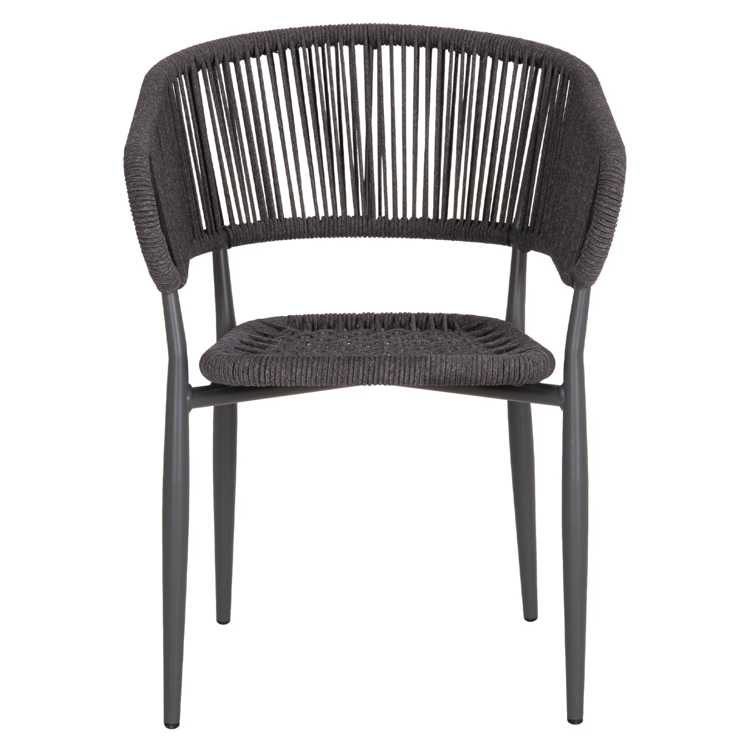 DINING CHAIR EULO HM5783.21 ALUMINUM & ΤWISTED RATTAN IN GREY 57x63x77Hcm.