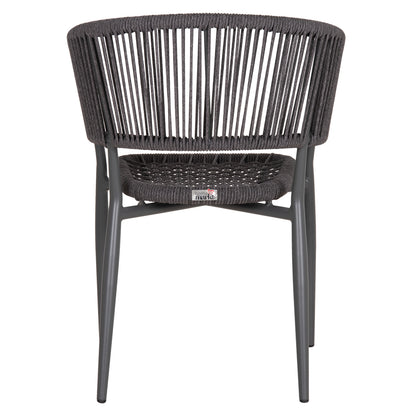 DINING CHAIR EULO HM5783.21 ALUMINUM & ΤWISTED RATTAN IN GREY 57x63x77Hcm.