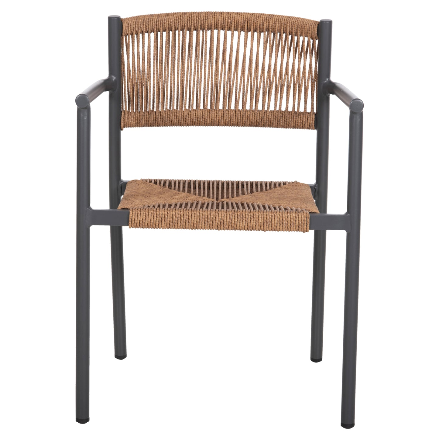 ALUMINUM ARMCHAIR STER HM5786.12 ANTHRACITE-SYNTHETIC RATTAN IN BEIGE 55,5x53x78Hcm.