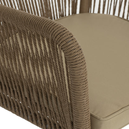 ARMCHAIR ALUMINUM LOKKI HM5855.01 WHITE WITH PE WICKER ROPE BEIGE 56x66x82