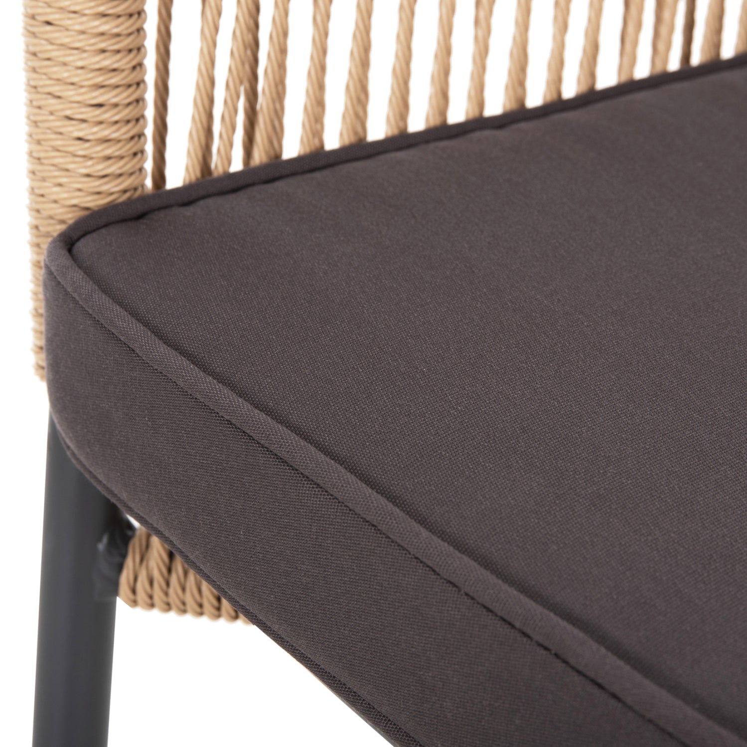 ARMCHAIR ALUMINUM LOKKI HM5855.02 CHARCOAL GREY WITH WICKER ROPE PE 56x66x82
