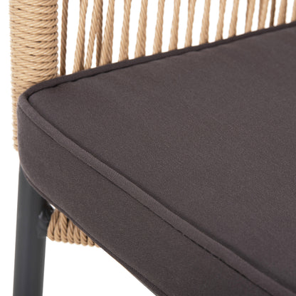 ARMCHAIR ALUMINUM LOKKI HM5855.02 CHARCOAL GREY WITH WICKER ROPE PE 56x66x82