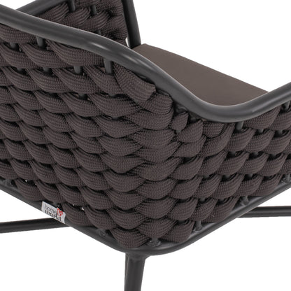 ARMCHAIR ALUMINUM HM5858.01 WITH ROPE- GREY COLOR 56x58x76Hcm.