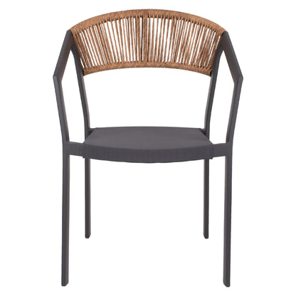 ARMCHAIR ALUMINUM HM5891.01 ANTHRACITE FRAME AND TEXTLINE- BEIGE RATTAN BACKREST 57x53x80Hcm.