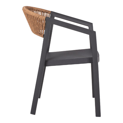 ARMCHAIR ALUMINUM HM5891.01 ANTHRACITE FRAME AND TEXTLINE- BEIGE RATTAN BACKREST 57x53x80Hcm.