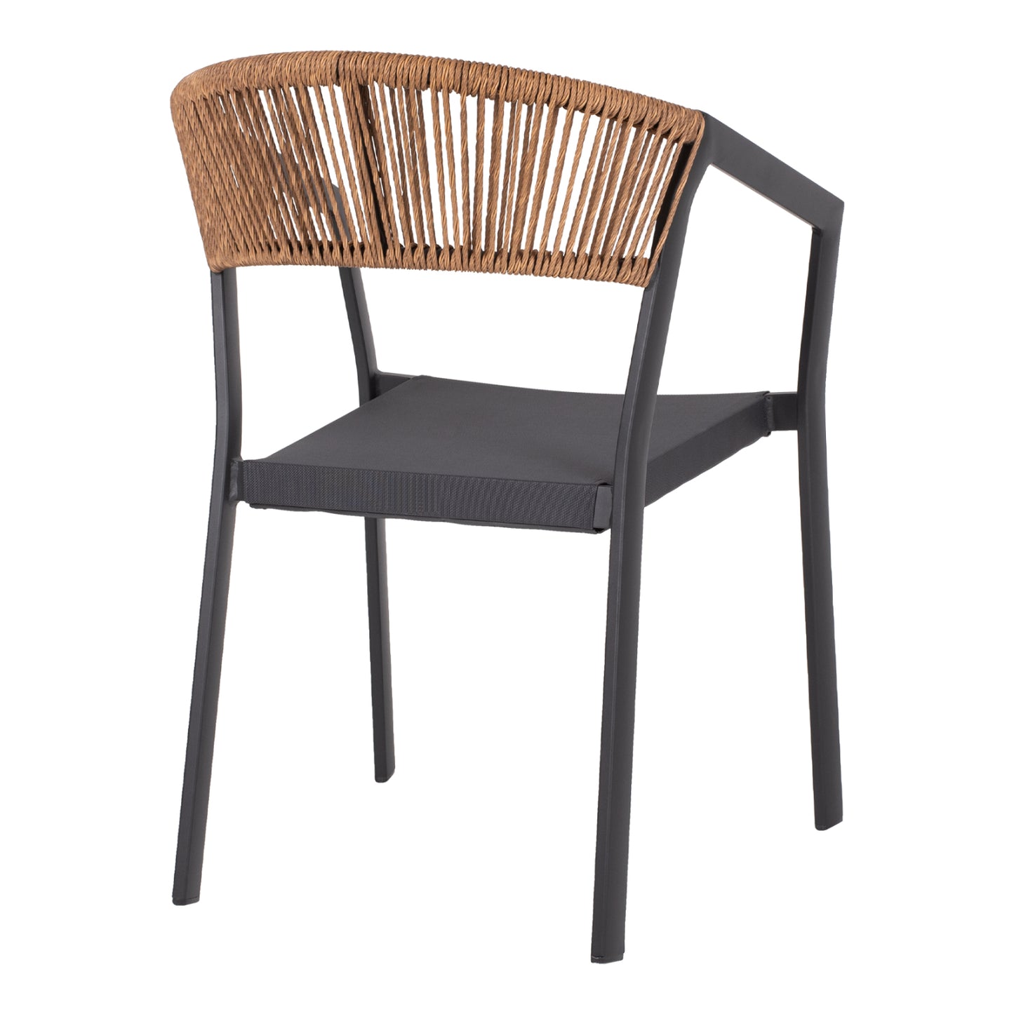 ARMCHAIR ALUMINUM HM5891.01 ANTHRACITE FRAME AND TEXTLINE- BEIGE RATTAN BACKREST 57x53x80Hcm.