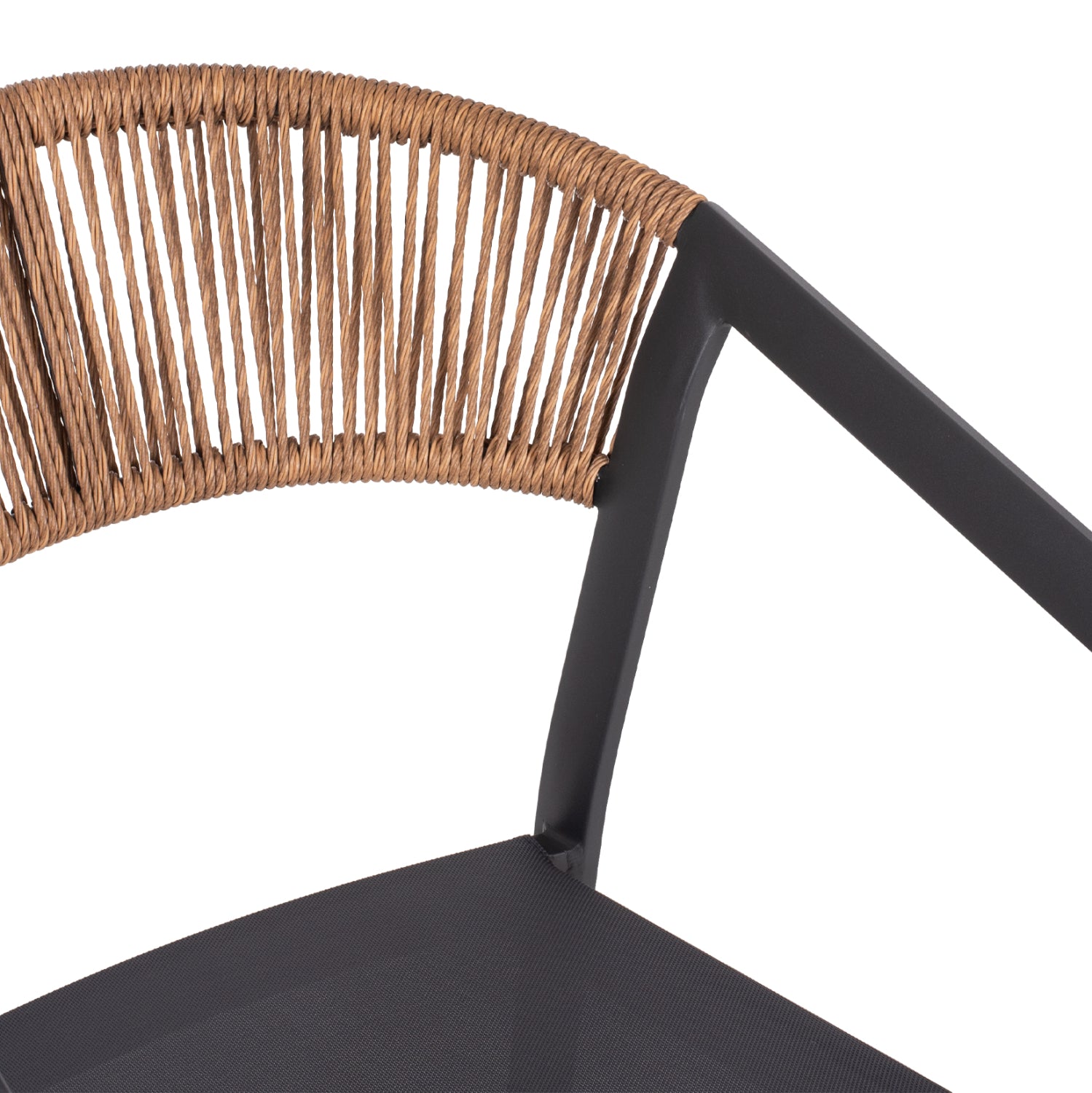 ARMCHAIR ALUMINUM HM5891.01 ANTHRACITE FRAME AND TEXTLINE- BEIGE RATTAN BACKREST 57x53x80Hcm.