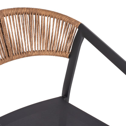 ARMCHAIR ALUMINUM HM5891.01 ANTHRACITE FRAME AND TEXTLINE- BEIGE RATTAN BACKREST 57x53x80Hcm.