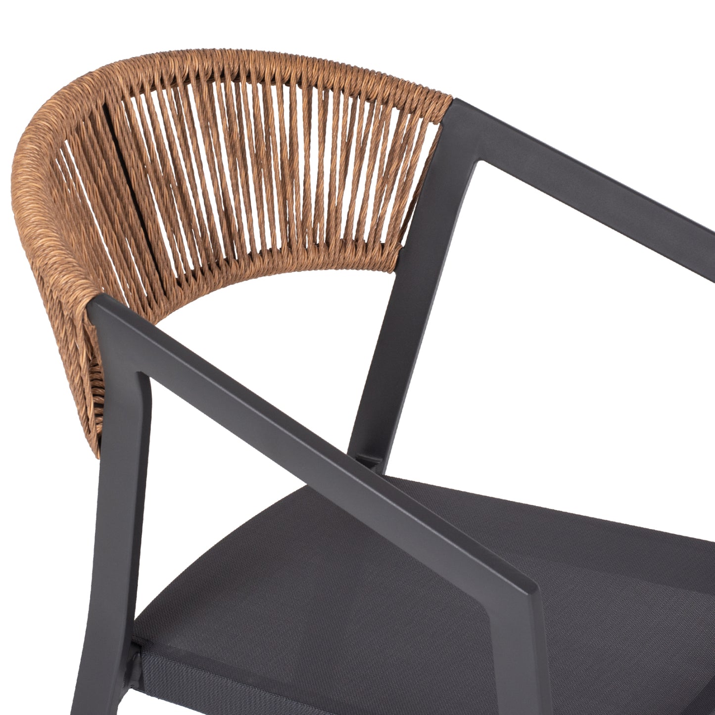 ARMCHAIR ALUMINUM HM5891.01 ANTHRACITE FRAME AND TEXTLINE- BEIGE RATTAN BACKREST 57x53x80Hcm.