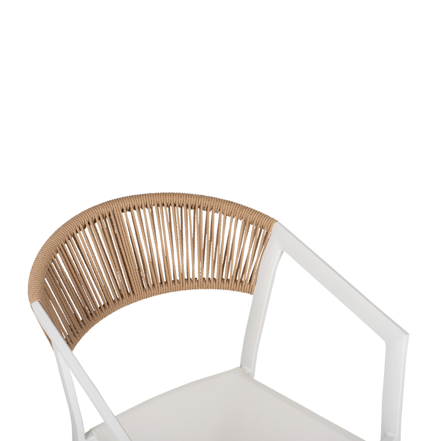 ARMCHAIR ALUMINUM MIRI HM5891.02 WHITE FRAME AND TEXTLINE- BEIGE RATTAN BACKREST 56x60x81,5Hcm.