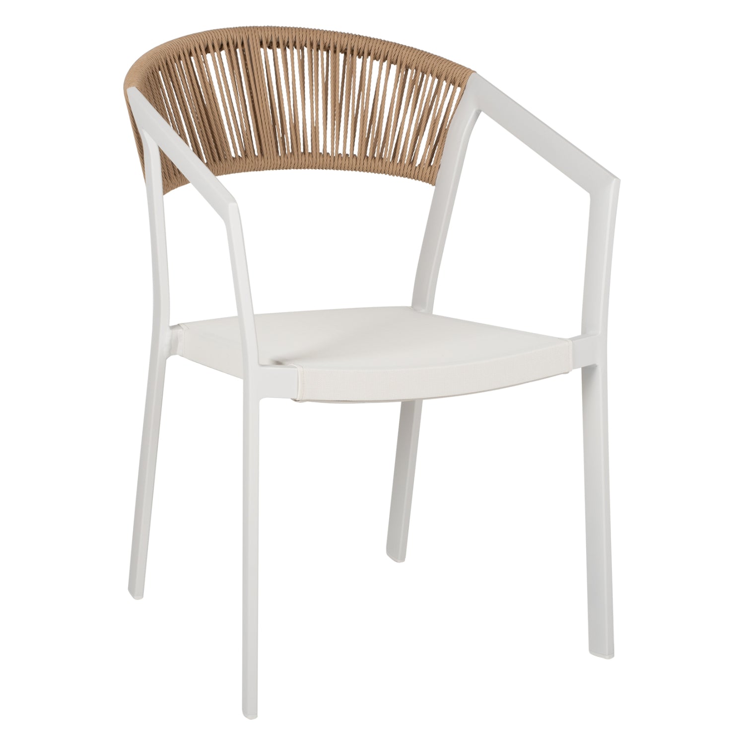 ARMCHAIR ALUMINUM MIRI HM5891.02 WHITE FRAME AND TEXTLINE- BEIGE RATTAN BACKREST 56x60x81,5Hcm.
