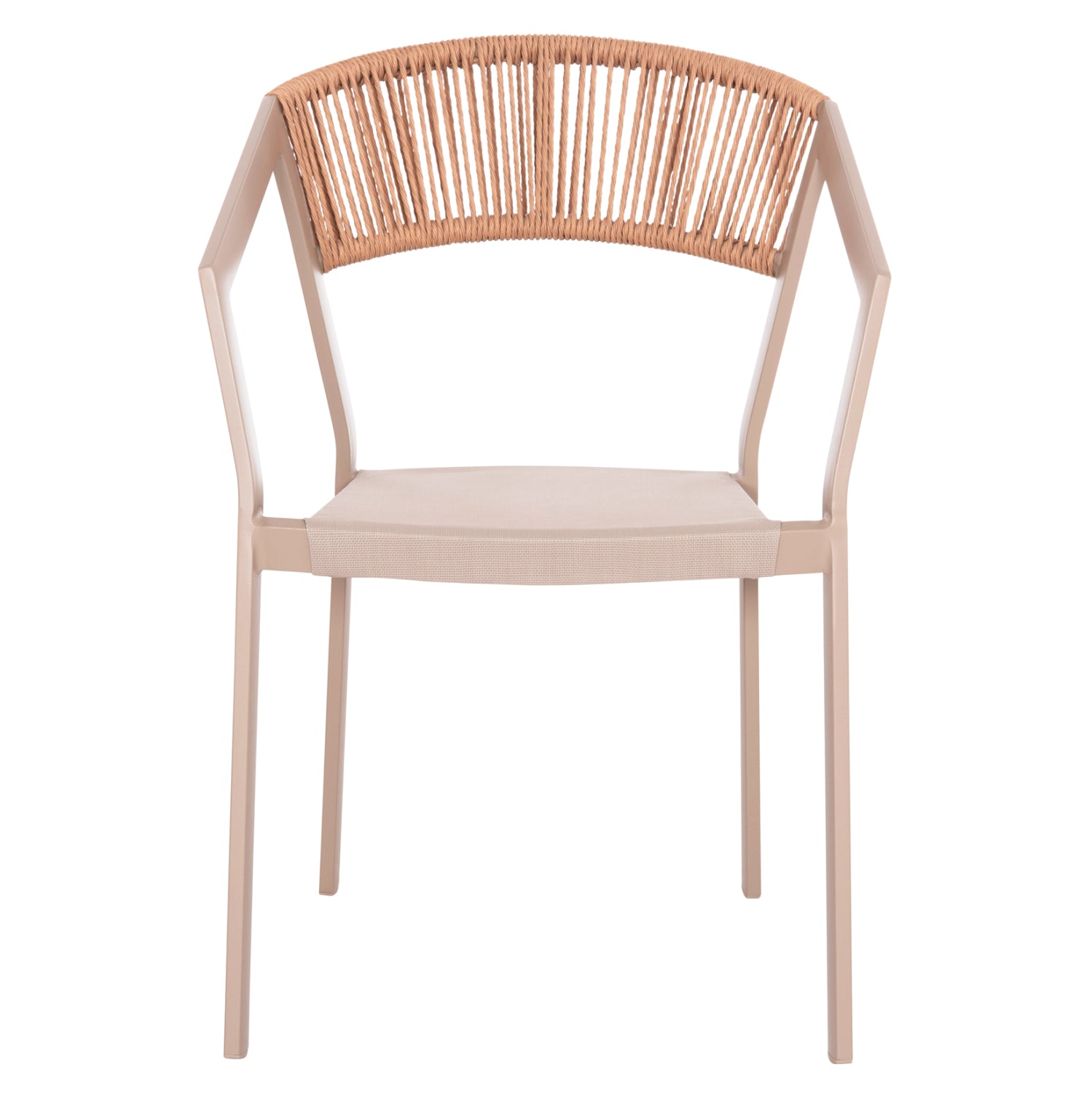 ARMCHAIR ALUMINUM MIRI HM5891.03 CHAMPAGNE FRAME AND TEXTLINE- BEIGE RATTAN BACKREST 56x58x80.5Hcm.