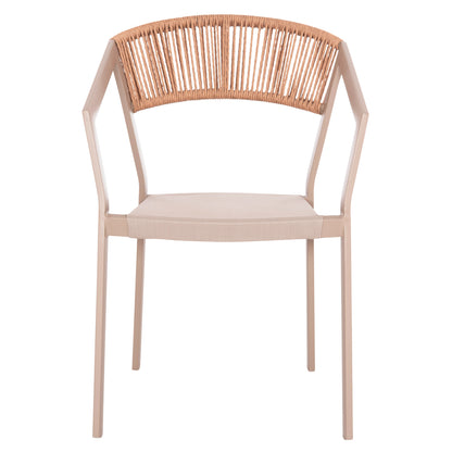 ARMCHAIR ALUMINUM MIRI HM5891.03 CHAMPAGNE FRAME AND TEXTLINE- BEIGE RATTAN BACKREST 56x58x80.5Hcm.