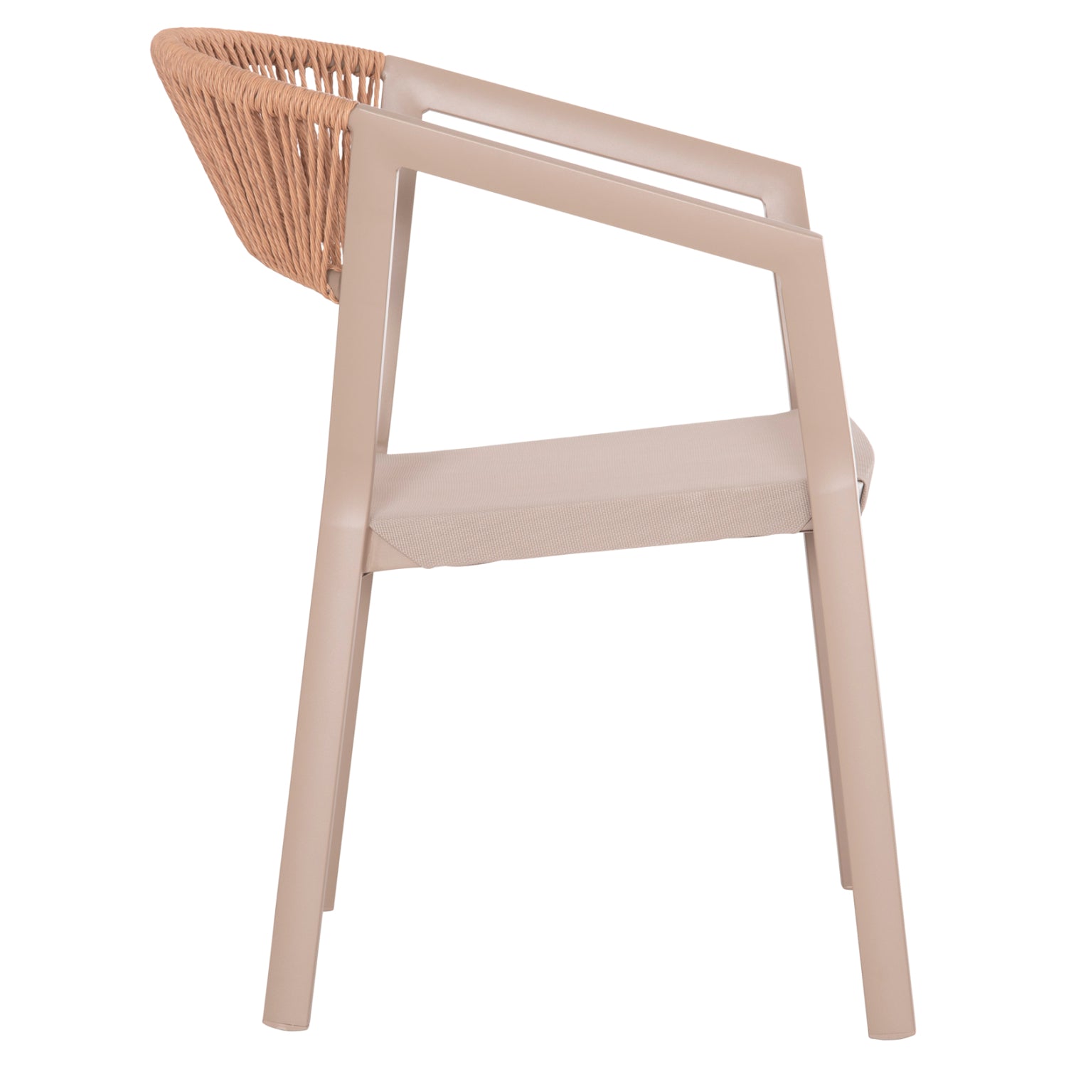 ARMCHAIR ALUMINUM MIRI HM5891.03 CHAMPAGNE FRAME AND TEXTLINE- BEIGE RATTAN BACKREST 56x58x80.5Hcm.