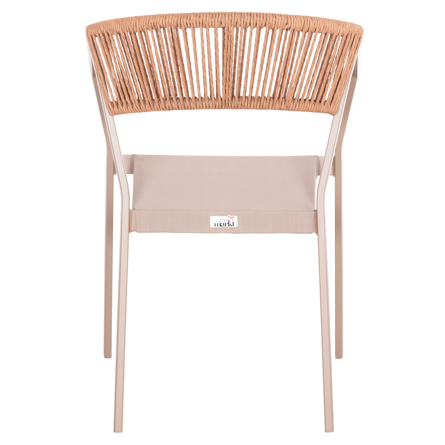 ARMCHAIR ALUMINUM MIRI HM5891.03 CHAMPAGNE FRAME AND TEXTLINE- BEIGE RATTAN BACKREST 56x58x80.5Hcm.