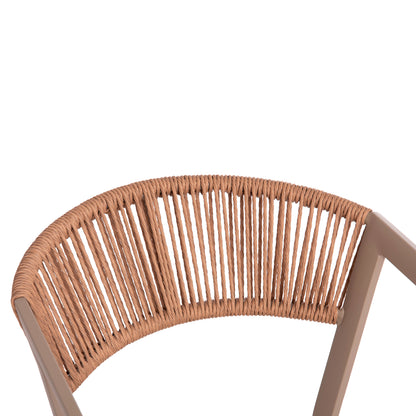 ARMCHAIR ALUMINUM MIRI HM5891.03 CHAMPAGNE FRAME AND TEXTLINE- BEIGE RATTAN BACKREST 56x58x80.5Hcm.