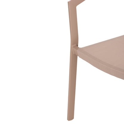 ARMCHAIR ALUMINUM MIRI HM5891.03 CHAMPAGNE FRAME AND TEXTLINE- BEIGE RATTAN BACKREST 56x58x80.5Hcm.