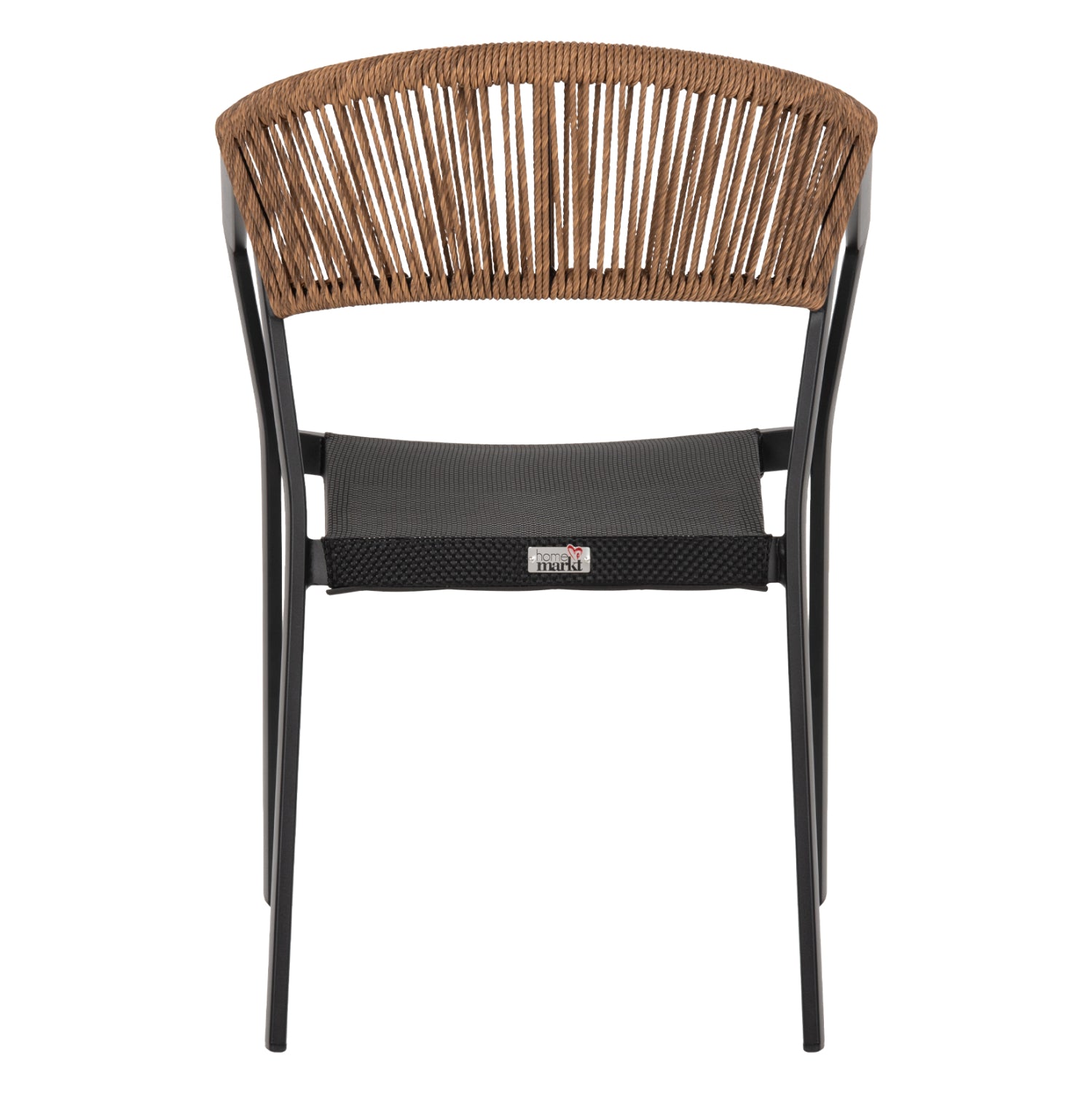 ARMCHAIR ALUMINUM MIRI HM5891.05 BLACK FRAME AND TEXTLINE- BEIGE RATTAN BACKREST 57,5x59x81,5Hcm.