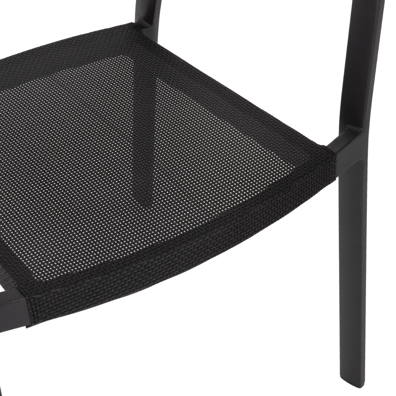 ARMCHAIR ALUMINUM MIRI HM5891.05 BLACK FRAME AND TEXTLINE- BEIGE RATTAN BACKREST 57,5x59x81,5Hcm.