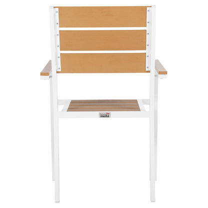 ALUMINUM ARMCHAIR SAGA HM5981.01 WHITE-POLYWOOD IN  NATURAL 55x55x86Hcm.
