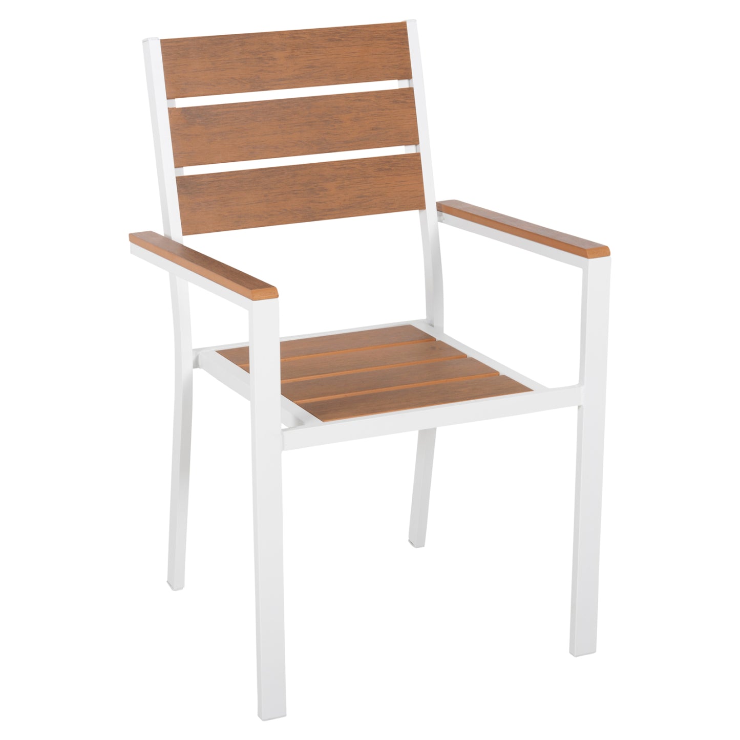 ALUMINUM ARMCHAIR SAGA HM5981.01 WHITE-POLYWOOD IN  NATURAL 55x55x86Hcm.