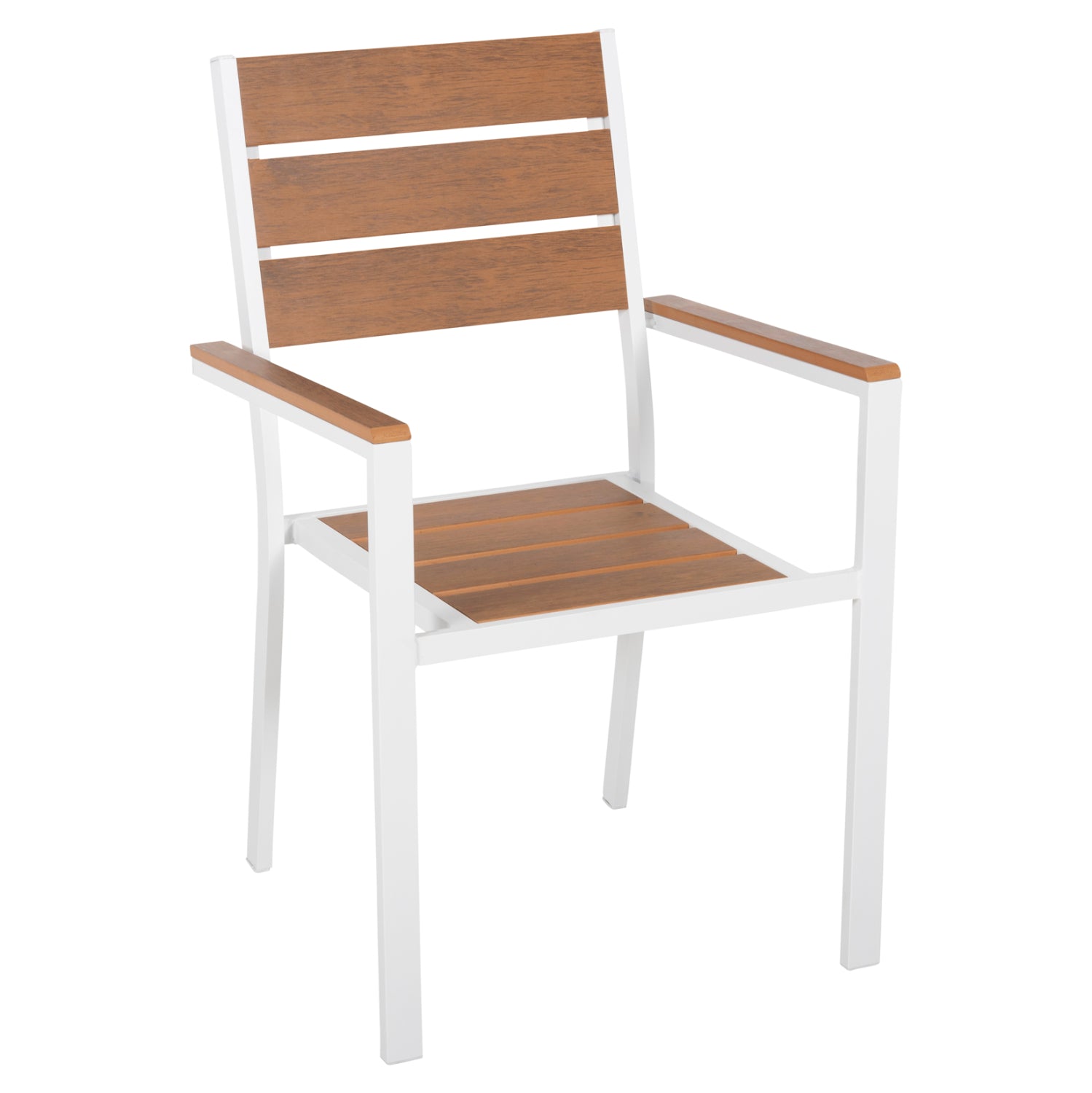 ALUMINUM ARMCHAIR SAGA HM5981.01 WHITE-POLYWOOD IN  NATURAL 55x55x86Hcm.