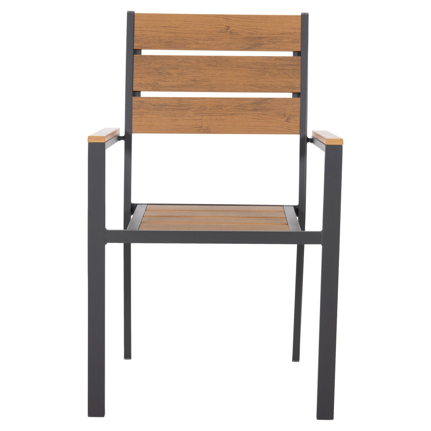 ALUMINUM ARMCHAIR SAGA HM5981.03 ANTHRACITE-POLYWOOD IN NATURAL 55x55x86Hcm.