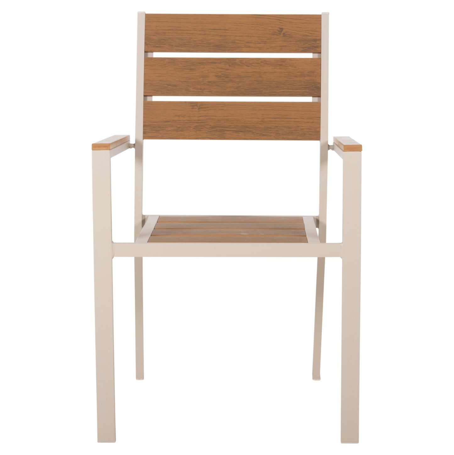 ALUMINUM ARMCHAIR SAGA HM5981.04 CHAMPAGNE-POLYWOOD IN  NATURAL 55x55x86Hcm.