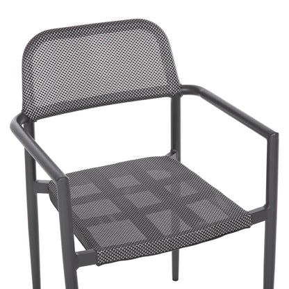 ALUMINUM ARMCHAIR RONNY HM5998.01 GREY FRAME & GREY TEXTILENE 53x51x80Hcm.
