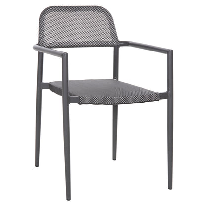 ALUMINUM ARMCHAIR RONNY HM5998.01 GREY FRAME & GREY TEXTILENE 53x51x80Hcm.