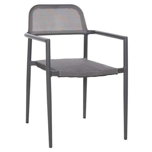 ALUMINUM ARMCHAIR RONNY HM5998.01 GREY FRAME & GREY TEXTILENE 53x51x80Hcm.