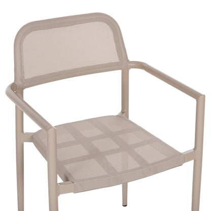 ALUMINUM ARMCHAIR RONNY HM5998.03 CHAMPAGNE COLORED FRAME & TEXTILENE 53x51x80Hcm.