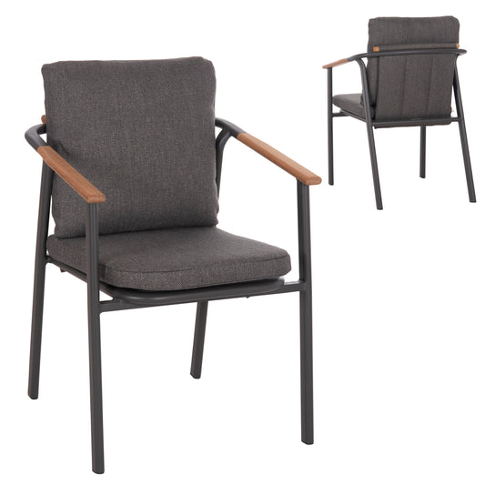 ALUMINUM DINING CHAIR SENTI HM6204.01 FRAME & OLEFIN FABRIC IN DARK GREY 60x55.5x90Hcm.