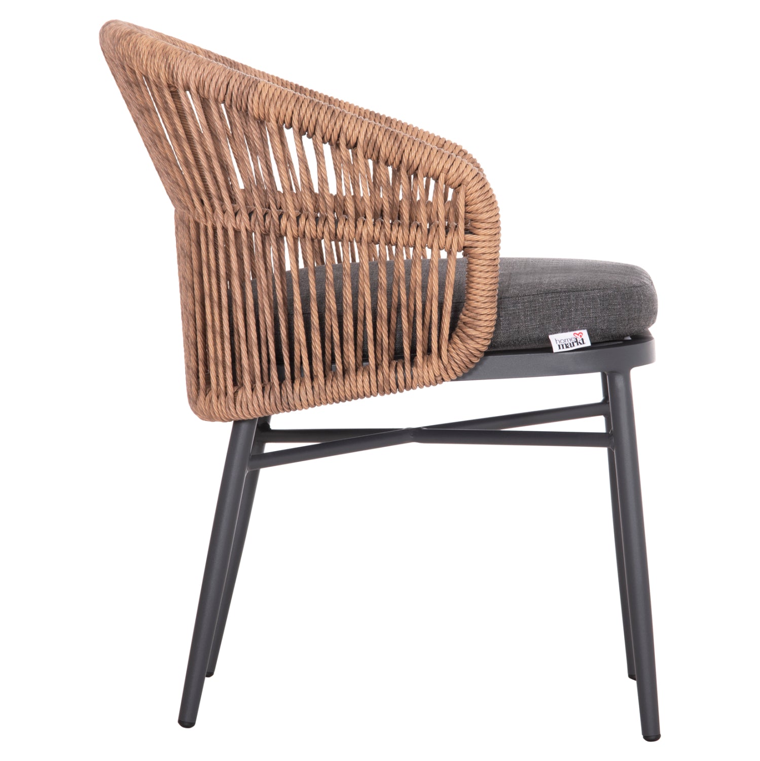 ALUMINUM DINING CHAIR ORIN HM6265.01 DARK GREY FRAME-P.E. RATTAN IN NATURAL 58x61x75Hcm.
