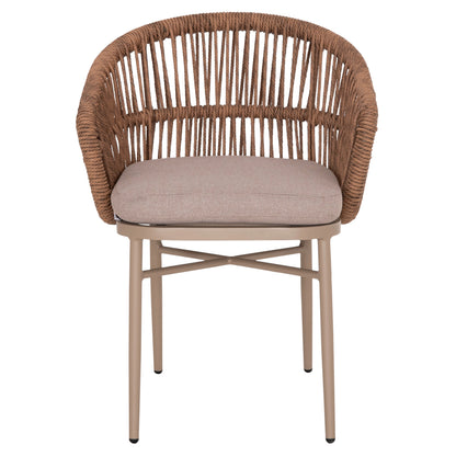ALUMINUM DINING CHAIR ORIN HM6265.03 CAPPUCCINO FRAME-P.E. RATTAN IN NATURAL 58x61x75Hcm.