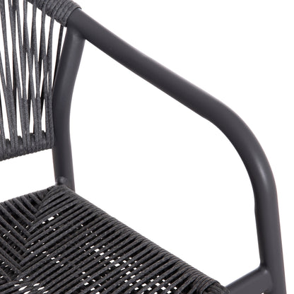 DINING ARMCHAIR ALUMINUM LUCCI HM6266.01 DARK GREY FRAME & P.E. RATTAN 58x56x79Hcm.