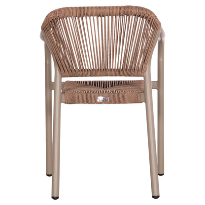 DINING ARMCHAIR ALUMINUM LUCCI HM6266.02 MOCHA FRAME & P.E. RATTAN IN NATURAL 58x56x79Hcm.