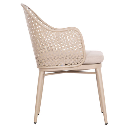ALUMINUM ARMCHAIR OREGO HM6268.03 CAPPUCCINO-CUSHION BEIGE 58x55x83Hcm.