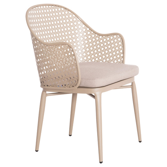 ALUMINUM ARMCHAIR OREGO HM6268.03 CAPPUCCINO-CUSHION BEIGE 58x55x83Hcm.
