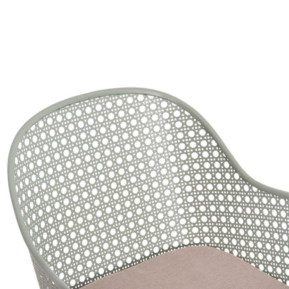 ALUMINUM ARMCHAIR OREGO HM6268.06 PISTACHIO GREEN-CUSHION BEIGE 56x59x81Hcm.
