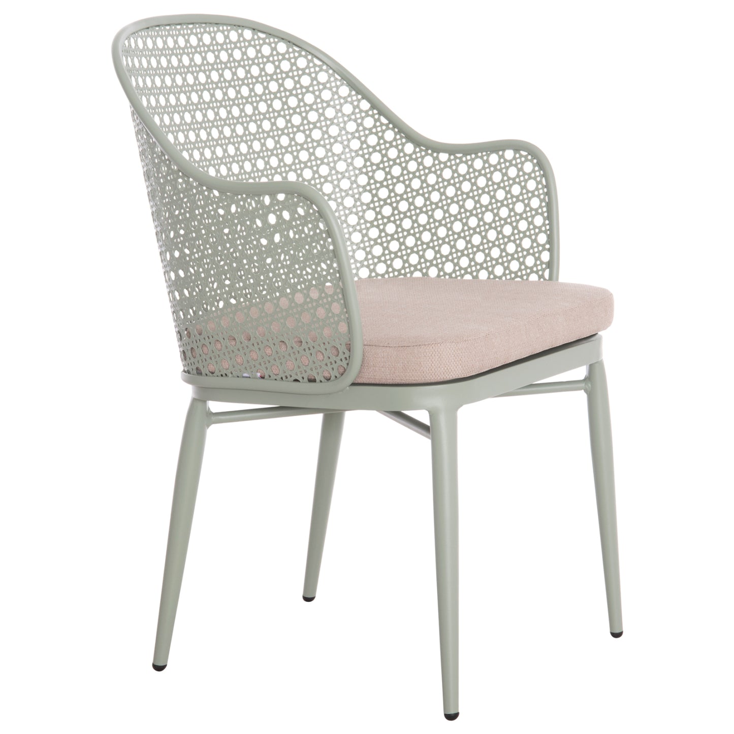 ALUMINUM ARMCHAIR OREGO HM6268.06 PISTACHIO GREEN-CUSHION BEIGE 56x59x81Hcm.