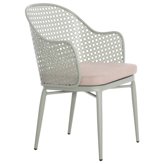 ALUMINUM ARMCHAIR OREGO HM6268.06 PISTACHIO GREEN-CUSHION BEIGE 56x59x81Hcm.