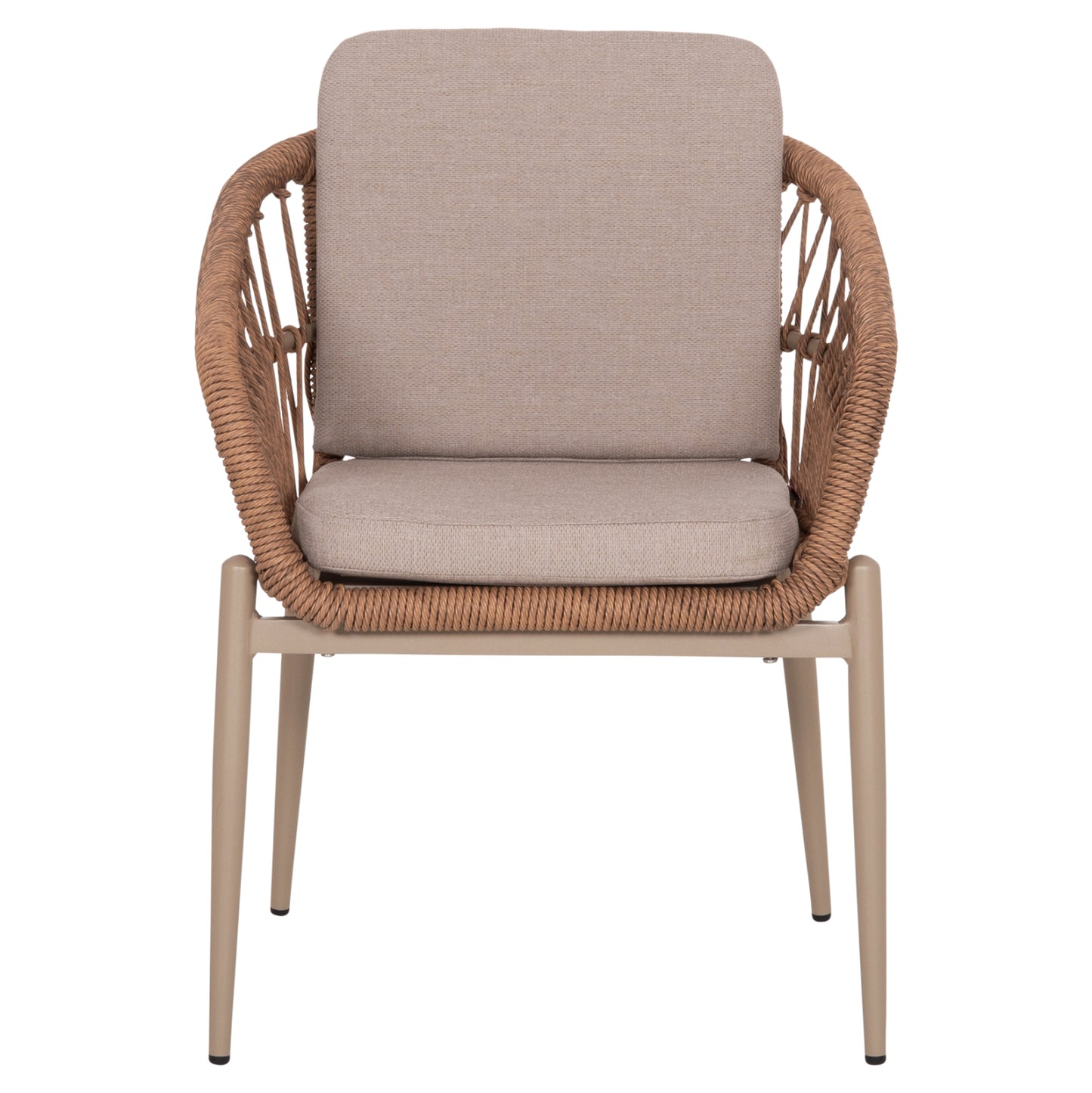 ALUMINUM ARMCHAIR GALDIN HM6272.03 CAPPUCCINO FRAME-BEIGE CUSHIONS--P.E. RATTAN 65x60x76Hcm