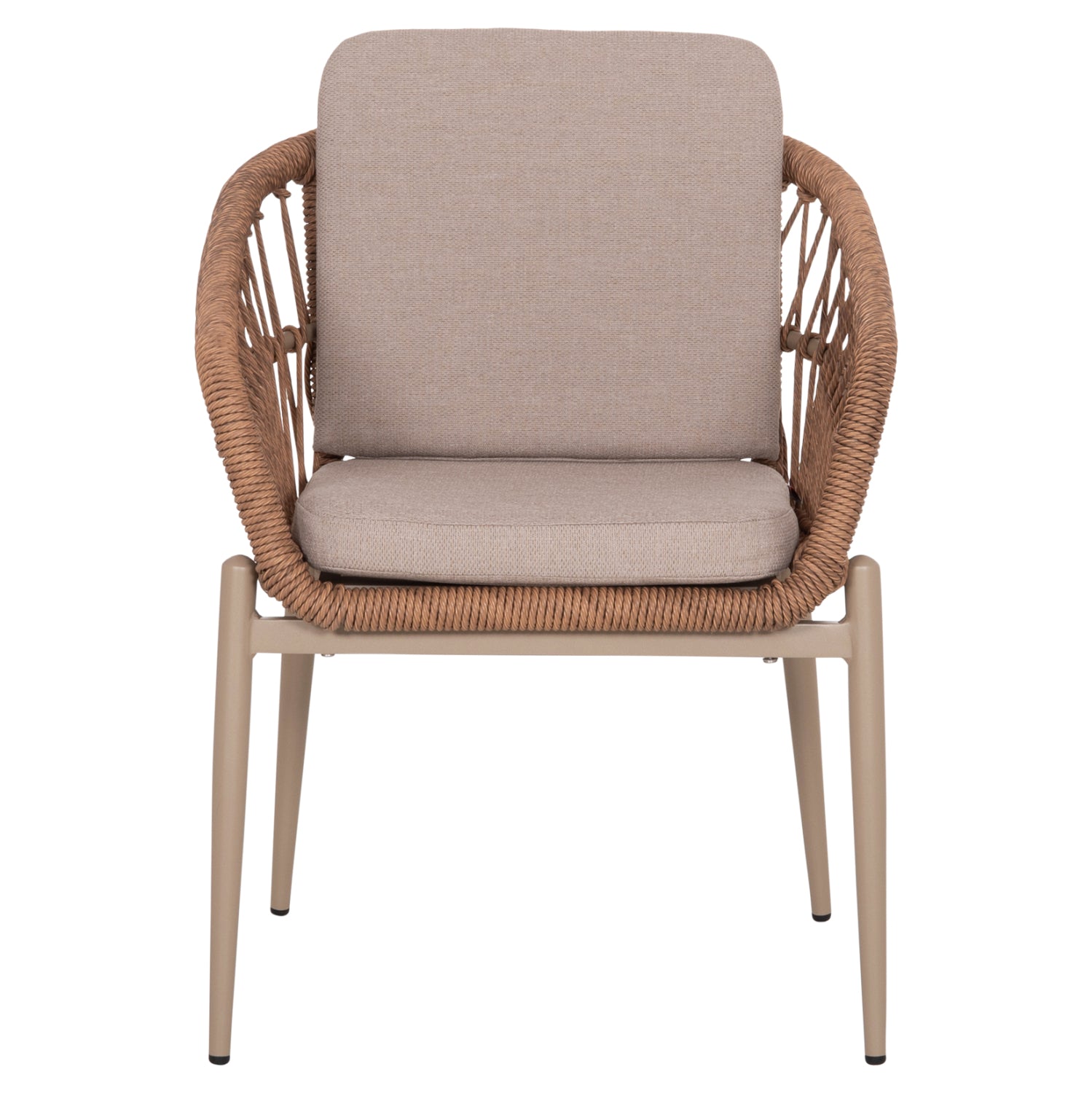 ALUMINUM ARMCHAIR GALDIN HM6272.03 CAPPUCCINO FRAME-BEIGE CUSHIONS--P.E. RATTAN 65x60x76Hcm