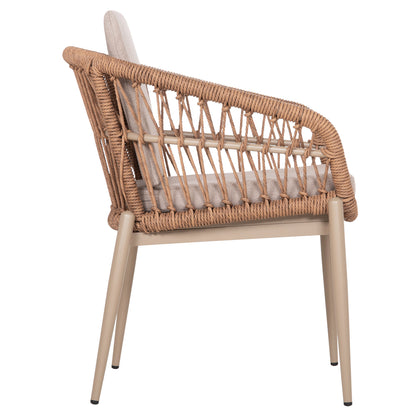 ALUMINUM ARMCHAIR GALDIN HM6272.03 CAPPUCCINO FRAME-BEIGE CUSHIONS--P.E. RATTAN 65x60x76Hcm