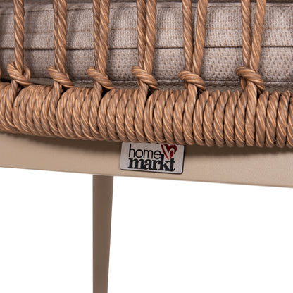 ALUMINUM ARMCHAIR GALDIN HM6272.03 CAPPUCCINO FRAME-BEIGE CUSHIONS--P.E. RATTAN 65x60x76Hcm