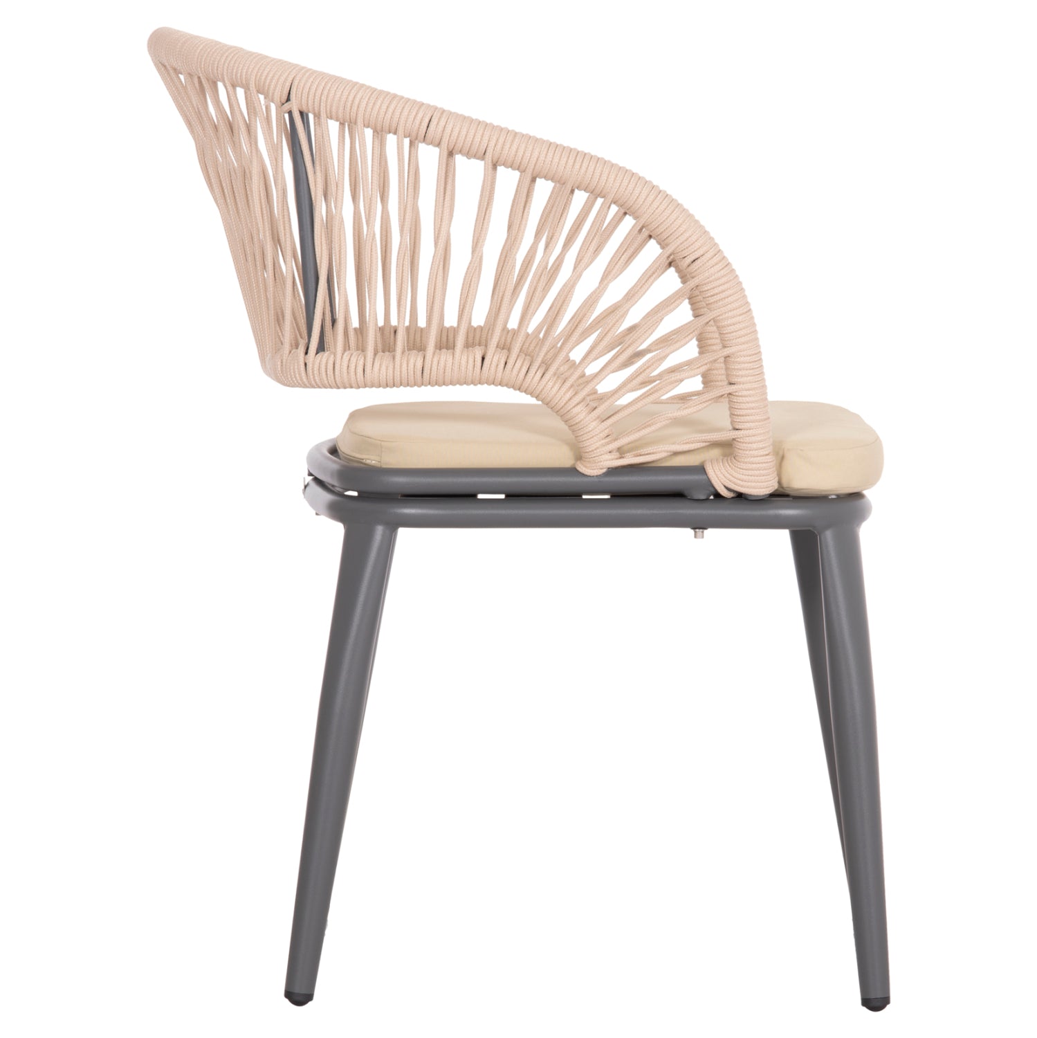 ALUMINUM ARMCHAIR MAGNET HM6287.01 DRAK GREY FRAME-P.E.ROPE IN BEIGE 59x61x81.5Hcm.